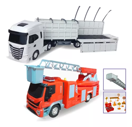 Kit 4 Caminhão Truck Construção 17 Cm Brinquedo Infantil