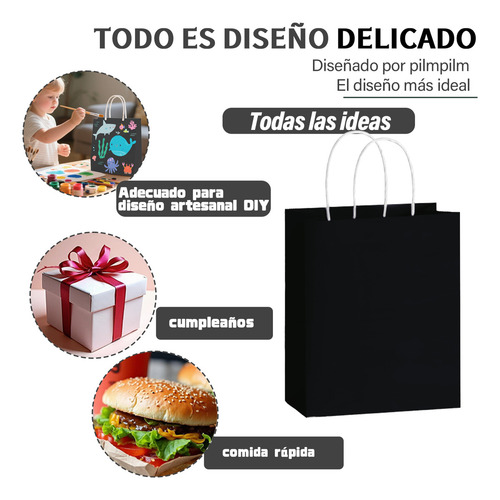 40 Bolsas De Papel Ecológicas Portátil Decorativas Color Negro