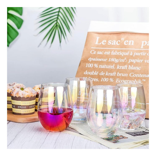 Set De 6 Vasos Cristal Diseño Elegante 500ml Color Tornasol