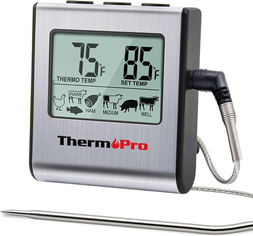 Termômetro digital de cozinha cinza ThermoPro TP-16 Premium com sonda