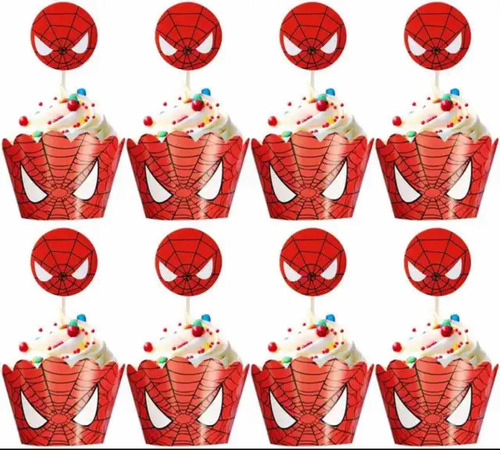 Adornos Cupcakes Spider Man Diseño Topper Wrapper Cumpleaños