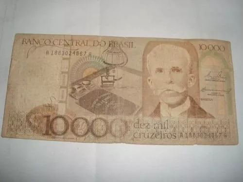 Billete De Brasil De 10000 Cruzeiros Numero 13883024867