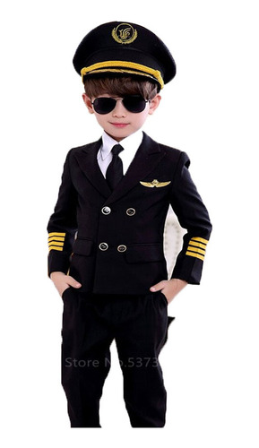 Disfraz De Piloto De Cosplay Para Niños, Uniforme De Aviació