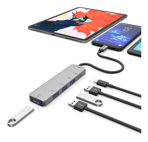 Imagen 5 de 5 de Ezquest Hub Usb-c Pd 3.0 4 Puertos Usb-a 3.0/1 Puerto Usb-c