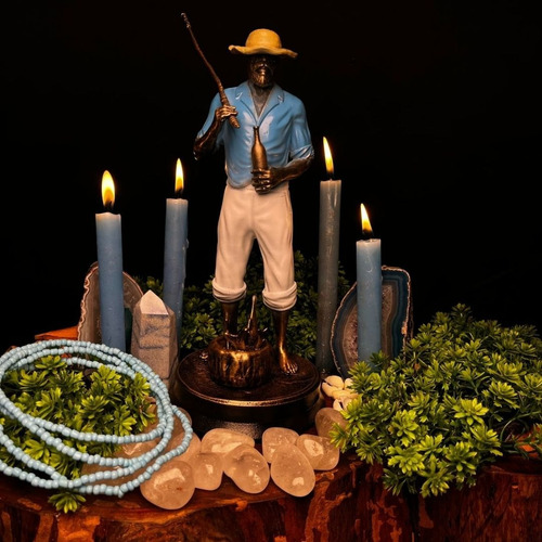 Estátua Pescador (d) - Imagem Umbanda Candomble Cor Dourado