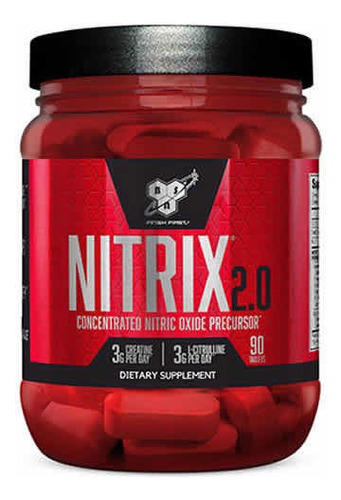 Bsn Nitrix 2.0 90 Tabletas Pre Entreno Oxido Nitrico Sabor Sin Sabor