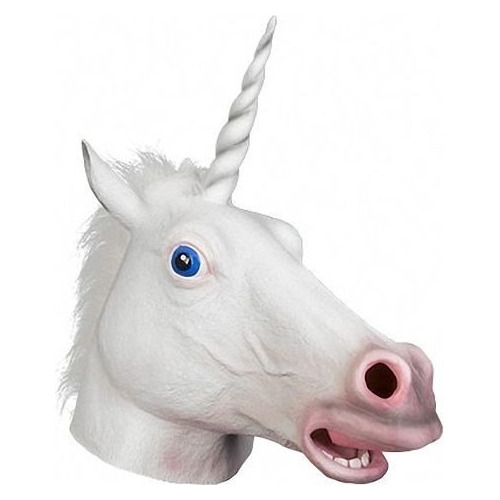 Máscara Unicornio Branca Em Latex | Tamanho Único | Adulto