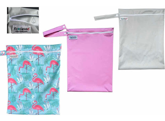 Beluga pañal de tela impermeable Bolsa seca húmeda reutilizable Bolsas de almacenamiento de artículos para bebés con cierre Bolsa seca húmeda de 3 piezas 