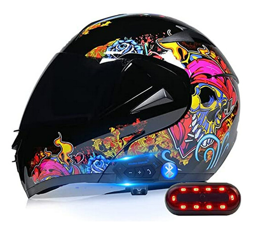 Casco De Motocicleta Modular Integrado Con Bluetooth, Con Vi