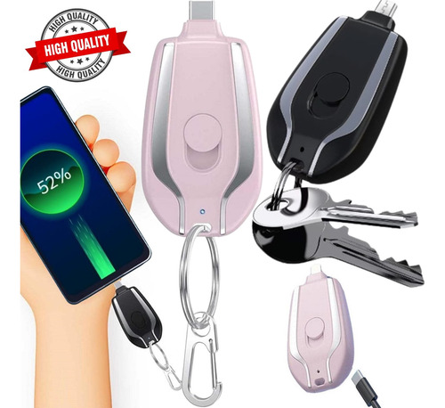 Mini Powe Bank Llavero Cargador Portátil Usb Tipo C 1500mah