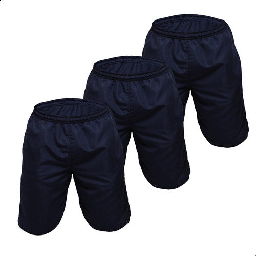 Kit 3 Bermuda Masculina Plus Size Tactel 3 Bolsos Elástico