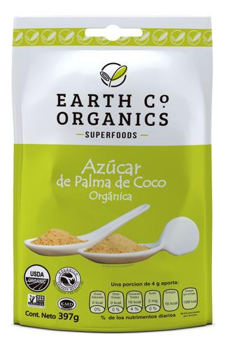 Earth Co Organics Azúcar De Palma De Coco, 397 G