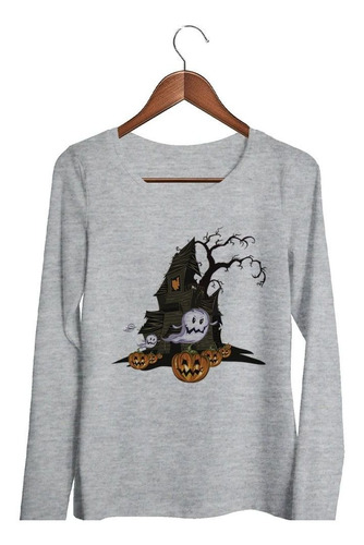 Remera De Mujer Castillo Embrujado Fantasmas Halloween Ml