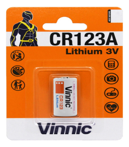 Pila Litio Cr123a Vinnic Lithium 3v Cr123 Blister X 1 Unidad