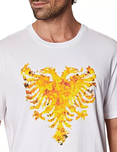 Camiseta Cavalera Águia Branco Amarelo Masculina Original