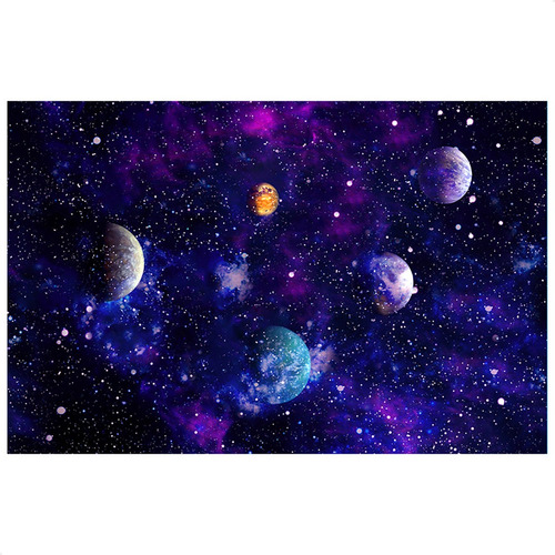 Painel De Festa Retangular Em Tecido Aniversário 2,0x1,5m Cor Galáxia Planetas - ANV-2260