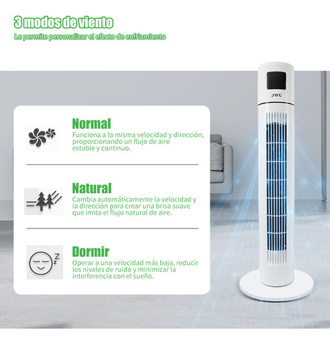 Ventilador Torre 3 Velocidades Oscilación Control Jv-103 Estructura Blanco Aspas Negro Diámetro 135 Mm Frecuencia 50hz Material De Las Aspas Plástico