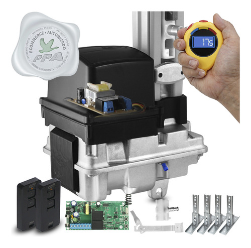 Kit Motor Bv 2m Trilho 4 Suporte 2 Control Portão Eletrônico 127v Trilho 2m