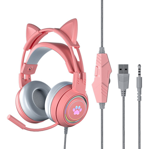 Auriculares Supraaurales Con Cable Cat Ear Para Juegos Con R