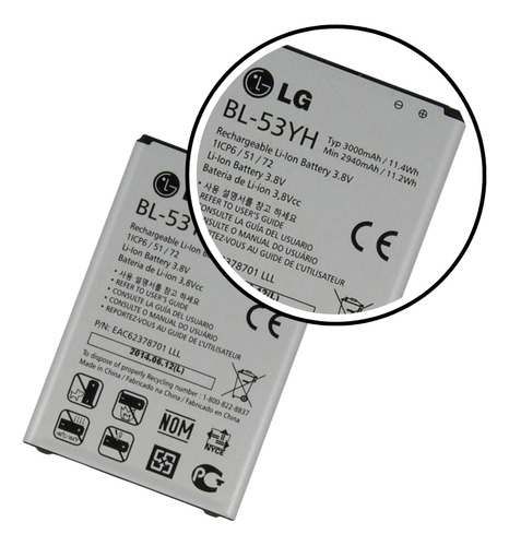 Flex Bateria Bl-53yh Para LG G3 Stylus D850 D830 Recuperada