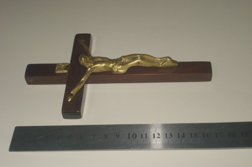 Vint_retro Crucifijo Antiguo Jesucristo De Bronce (Usado)