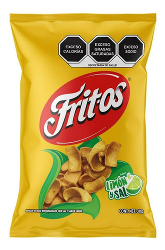 Sabritas Fritos Sal Y Limón 12 Piezas De 38 Gramos C/u 