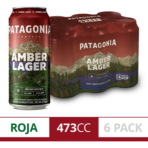 Cerveza Patagonia Amber Lager lata 473 mL 6 unidades