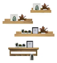 Comprar Kit 3 Repisas 1 Perchero Biblioteca Especiero Madera Colores Color Roble