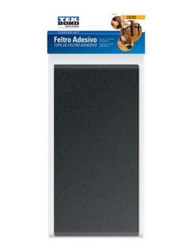 Feltro Protetor Retangular Preto 200x100mm Tekbond 1 Unidade