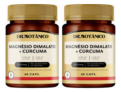 Magnésio Dimalato + Cúrcuma 1000mg 60caps Dr Botanico
