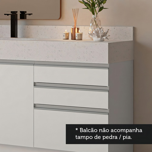 Mueble Modulo Para Baño Gabinete Lavabo Madesa 180cm Bb Color Blanco