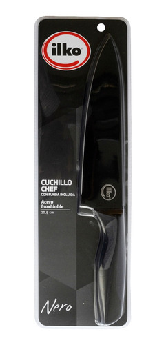 Imagen 5 de 12 de Cuchillo Chef 20 Cm Acero Inoxidable Nero Ilko
