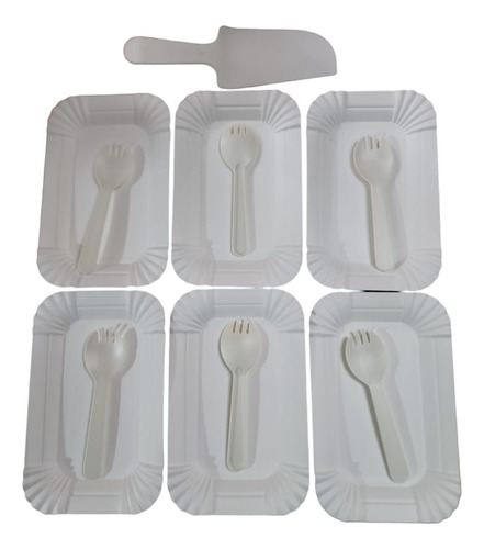 Bandeja, Tenedor Y Cuchillo De Torta Plastico X 39 Pcs