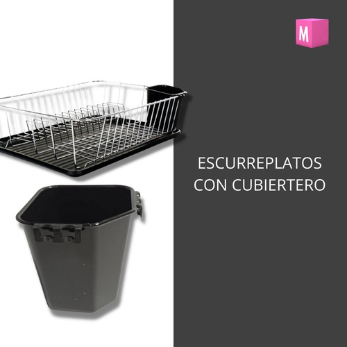 Imagen 3 de 10 de Secaplatos Escurridor Platos Con Bandeja Porta Cubiertos