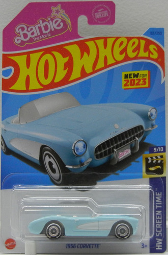 Hot Wheels 1956 Corvette Barbie The Movie Azul Claro183/250 