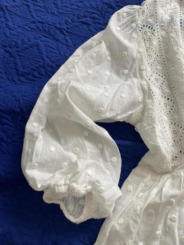 Imagen 5 de 7 de Vestido Zara Nuevo Con Etiqueta Corto Algodón Blanco Broderi