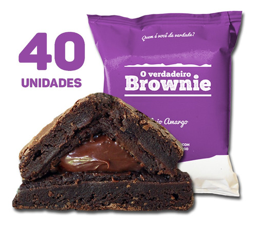 40 Brownies Sabor Meio Amargo - O Verdadeiro Brownie