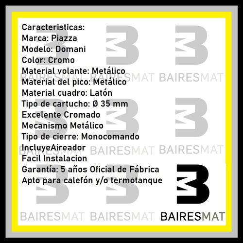 Imagen 5 de 5 de Griferia Monocomando Cocina Cromada Alta Domani Piazza 10616
