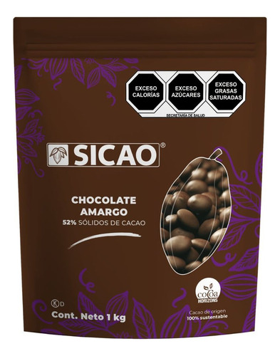 Chocolate Semi Amargo 52% Cacao Sicao Derretir Cobertura 1kg