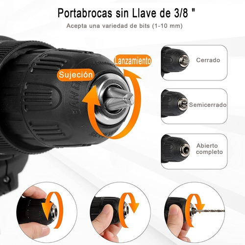 Imagen 7 de 7 de Taladro Atornillador Inalámbrico Con 2 Batería De Litio