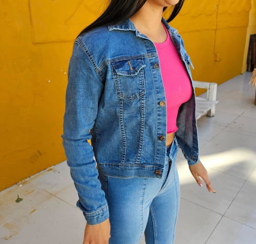 Campera En Jean Para Mujer Con Spandex 