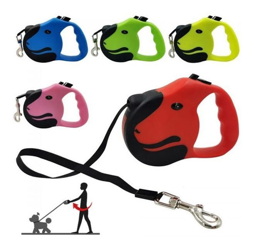 Correa Extensible Fluor 5 Mts Abt-411 Para Perro Y Mascotas