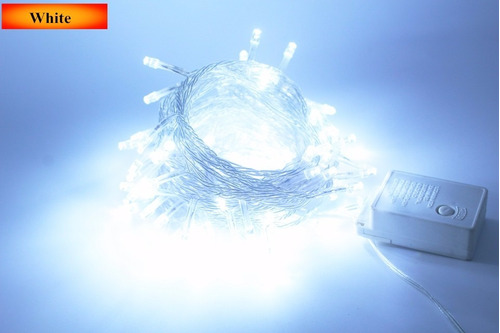 Pisca 100 Lâmpadas Led 8 Funções Branco C/ Fio Transparente