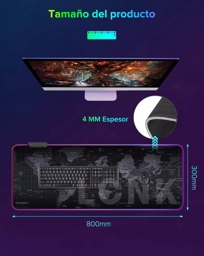 G Alfombrilla De Ratón Led Rgb Grande Para Ratón De
