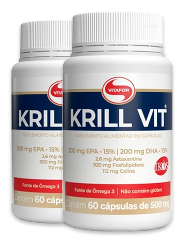 Kit 2 Óleo De Krill Vitafor - 60 Cápsulas Sabor Sem Sabor