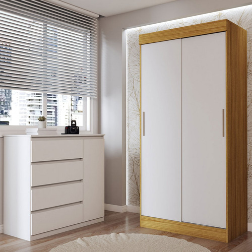 Guarda-roupa Solteiro Lupin 2 Portas 2 Gavetas E Cômoda 4 Cor Branco