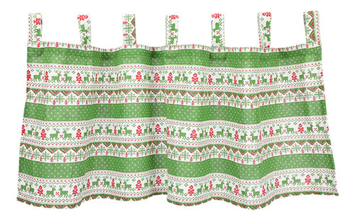 Cortina Navideña Corta Estampada Con Cenefa Home, 130 X 40 C