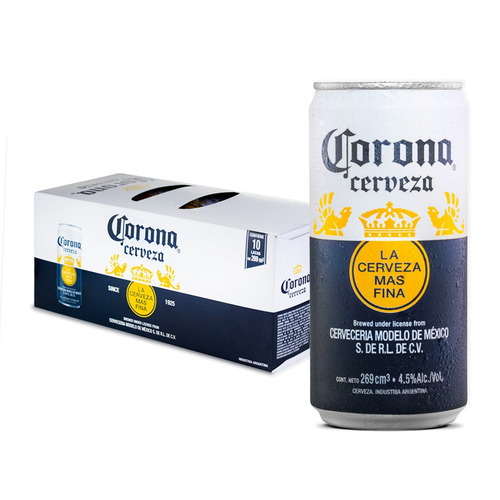 Imagen 1 de 1 de Cerveza Corona American Adjunct Lager lata 269 mL 10 unidades