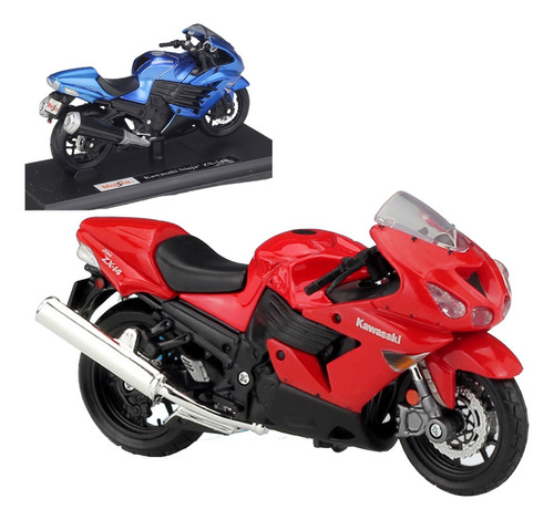 Kawasaki Ninja Zx-14r Miniatura Metal Moto Con Base 1/18