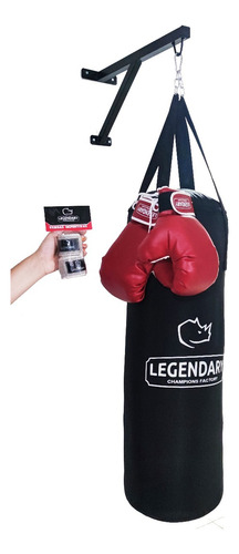 Saco De Boxeo Profesional + Guantes + Soporte + Vendas